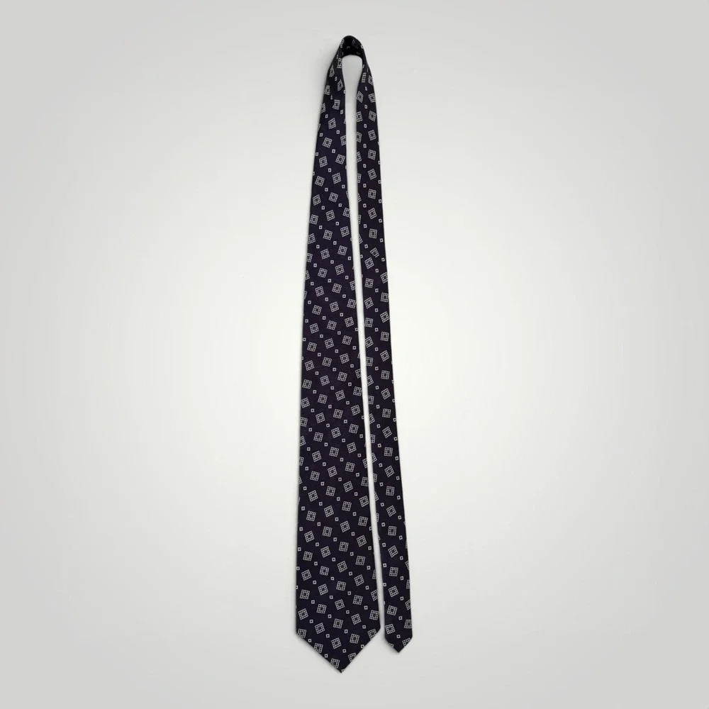 Lauren Ralph Lauren Silk Tie Purple Geometric USA Made‎ Classic Mens OS